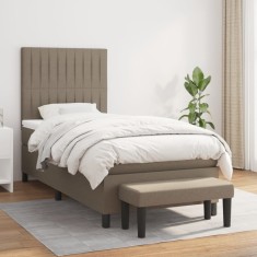 vidaXL Pat box spring cu saltea, gri taupe, 100x200 cm, textil 3136737