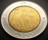 Moneda bimetal 500 LIRE - SAN MARINO, anul 1987 * cod 2155 = UNC
