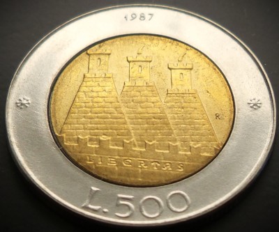 Moneda bimetal 500 LIRE - SAN MARINO, anul 1987 * cod 2155 = UNC foto