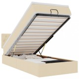 Cumpara ieftin Pat otoman cu saltea si LED-uri, crem, 90x200 cm, textil