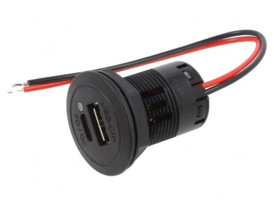 &amp;Icirc;ncărcător Auto USB A și USB C, 3A, 5V, Negru foto