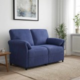 vidaXL Canapea cu 2 locuri Albastru Poliție 138 x 83 x 95 cm Catifea 42033951