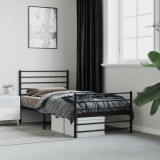 VidaXL Cadru pat metalic cu tăblii de cap/picioare, negru, 90x200 cm