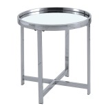 Cumpara ieftin Masuta laterala Tristan otel argintiu - sticla argintiu D55x55cm