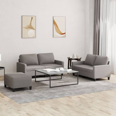 vidaXL Set de canapea cu perne, 3 piese, gri taupe, material textil 3201459 foto