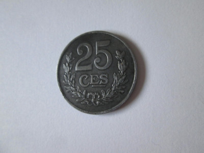 Luxemburg 25 Centimes 1922 moneda magnetica din fier foto