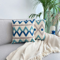 Set perne decorative , Beach House Punch Pillow Set With Ä°nsert, Material: 20% in, 80% poliester, Turcoaz / Gri / Bleumarin