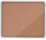 Avizier NOBO Premium Plus, interior, pluta, 15X A4, geam glisant si cheie, natur
