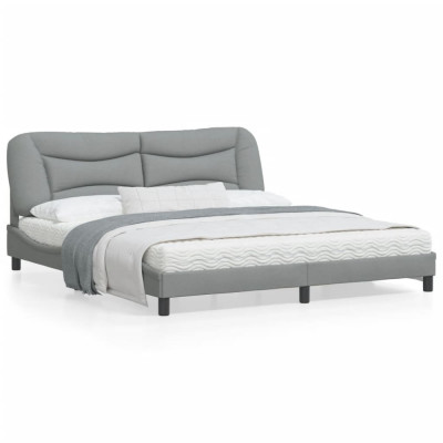 vidaXL Cadru de pat cu tăblie, gri deschis, 180x200 cm, textil foto