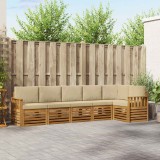 vidaXL Seturi de canapele 6 pcs Natural și Bej Lemn Solid de Acacia 3374883