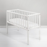 Patut mic, co-sleeping din lemn, Classic Alb 90 x 40 cm, Woodies Safe Dreams