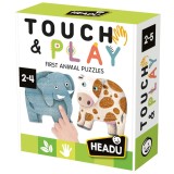 Cumpara ieftin Headu - Puzzle Tactil contur Animale cu piese mari 2-4 ani