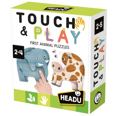 Headu - Puzzle Tactil contur Animale cu piese mari 2-4 ani foto