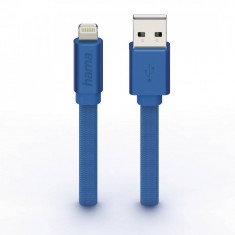 Cablu de date Hama 178207 Design Line Lightning Aluminiu 1m albastru foto