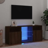 Comodă TV cu lumini LED, stejar maro, 120x30x50 cm