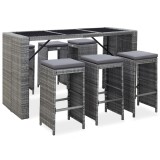 Set mobilier bar de gradina cu perne, 7 piese, gri, poliratan GartenMobel Dekor, vidaXL