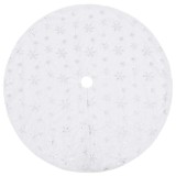 Cumpara ieftin Fusta de lux pentru brad de Craciun, alba, 90 cm, blana artificiala
