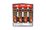 Set chingi transport cu clichet si carlig 700 kg, 25 mm x 4,5 m, 4 bucati, pentru fixare marfa, mobila, remorca si bagaje, AMiO Belt-03