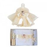 Lumanare botez tul si ingeras si trusou botez dantela, decor Ivoire, Denikos&reg;