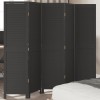 Paravan Camera 5 Panouri Negru Lemn Paulownia 175x160cm Despartitor Decorativ Interior