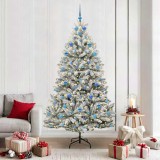 VidaXL Brad de Crăciun artificial Verde și alb 210 cm PVC și Metal 3395764