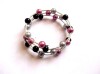 Bratara perle sticla , bratara perle roz, negre si gri 36038