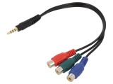 Cablu DELOCK Jack 3,5mm 4 pini la 3x RCA 0,24m Negru 62499
