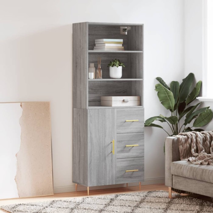 vidaXL Dulap &icirc;nalt, gri sonoma, 69,5x34x180 cm, lemn compozit