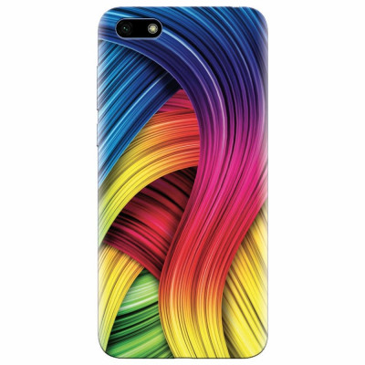 Husa silicon pentru Huawei Y5 Prime 2018, Curly Colorful Rainbow Lines Illustration foto