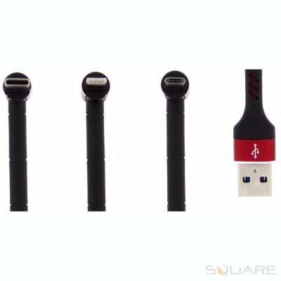 Cabluri de date Cablu 3in1 USB to Lightining, Type-C, Micro-USB Red, AM+ foto