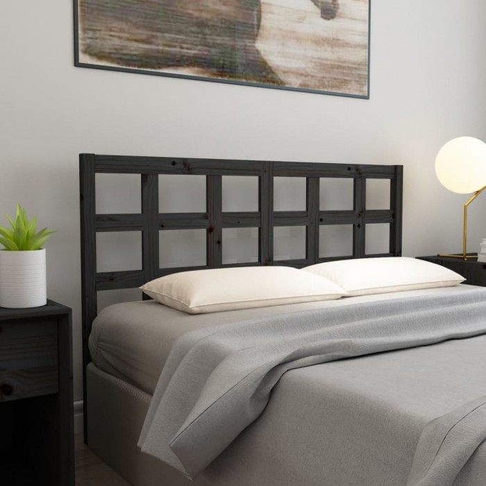 vidaXL Tăblie de pat, negru, 156x4x100 cm, lemn masiv de pin 817899