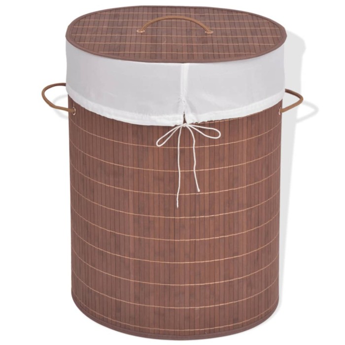 Gossi cos de rufe din bambus, oval, maro
