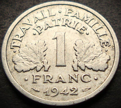 Moneda istorica 1 FRANC - FRANTA, anul 1942 * cod 3867 foto