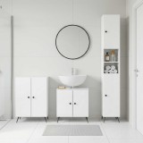 Cumpara ieftin Set de cabinet pentru baie cu 3 piese BREDA Alb foarte lucios