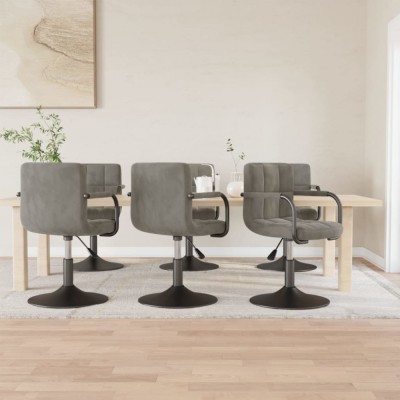 vidaXL Scaune de sufragerie pivotante 6 buc, gri deschis, catifea 3087930 foto