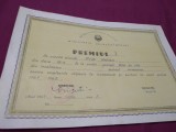 DIPLOMA VECHE PREMIUL AL I CL. VII LOC. BAIA DE CRIS JUDETUL. HUNEDOARA 67-68