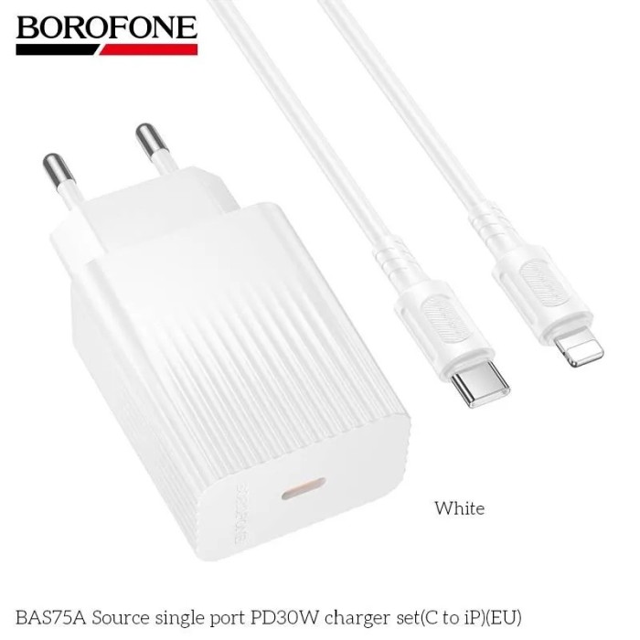 Incarcator Borofone 30W set cu cablu Lightning Alb