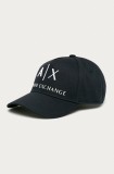 Armani Exchange șapcă culoarea albastru marin, cu imprimeu