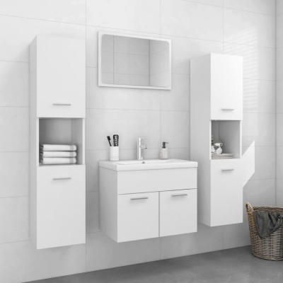 Set mobilier de baie, alb, lemn prelucrat foto