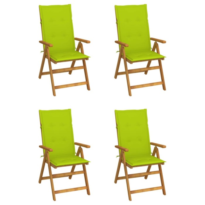 vidaXL Scaune grădină rabatabile cu perne, 4 buc., lemn masiv acacia 3065358