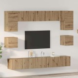 Set comodă TV cu raft Pe perete Altele 8 pcs stejar artizanal 100 x 30 x 30 cm
