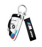 Husă cheie auto si breloc ABS+TPU pentru BMW Seria G - Alb