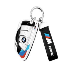 Husă cheie auto si breloc ABS+TPU pentru BMW Seria G - Alb