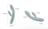 Vibrator Svakom Chika Iepuras - Silicon Lichid, Incalzire, 19cm, Reincarcabil USB, Gri
