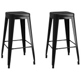 Cumpara ieftin Scaune de bar stivuibile, 2 buc., negru, metal