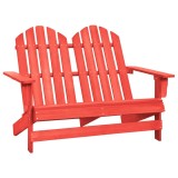 Scaun de grădină Adirondack cu 2 locuri, roșu, lemn de brad