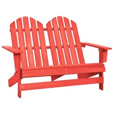 Scaun de grădină Adirondack cu 2 locuri, roșu, lemn de brad