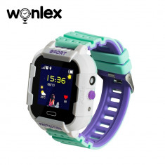 Ceas Smartwatch Pentru Copii Wonlex KT03 cu Functie Telefon, Localizare GPS, Camera, Pedometru, SOS, IP54 - Alb - Verde, Cartela SIM Cadou foto