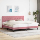 vidaXL Cadru de pat cu headboard Roz 200 x 200 cm Catifea 42027688