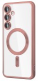 Husa Luxury tip MagSafe compatibila cu Samsung Galaxy S24 Plus, protectie camera, Margini colorate, Roz, Oem